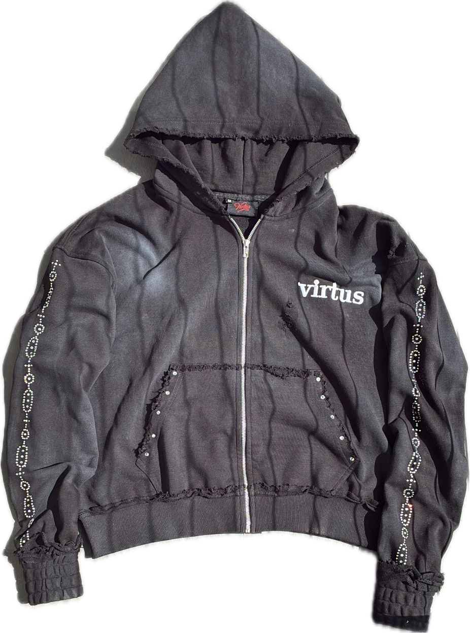 VIRTUSS BLACK RHINESTONES ZIP UP