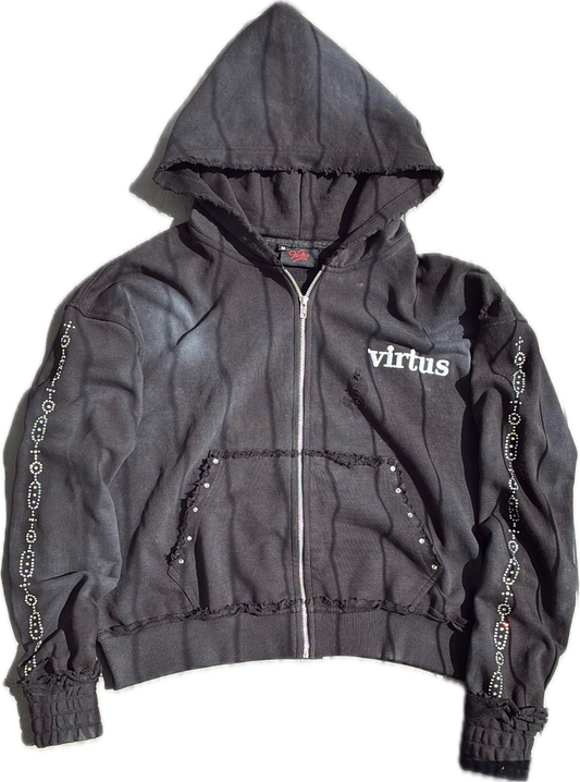 VIRTUSS BLACK RHINESTONES ZIP UP